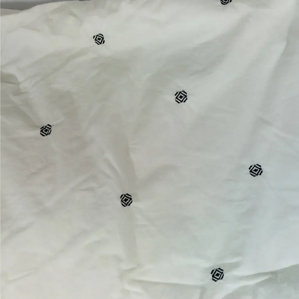 LUXE CREAM & BLACK EMBROIDERED & TASSLED ELEGANT DUVET COVER, 100% COTTON! SZ KG